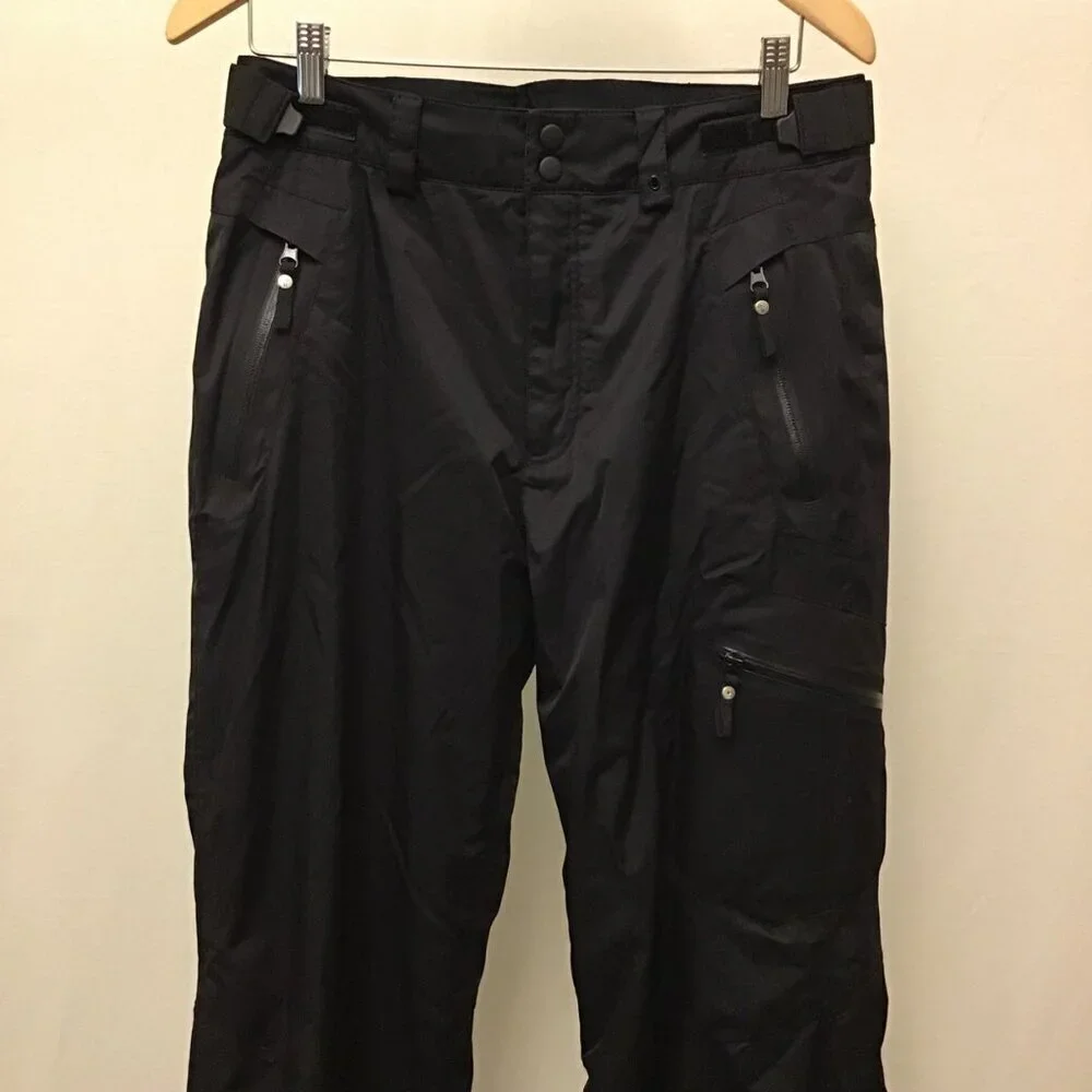 FERA 32R Men’s Ski Snow Pants Black Thermolite Pockets Zip Fly 2-Snap Logo